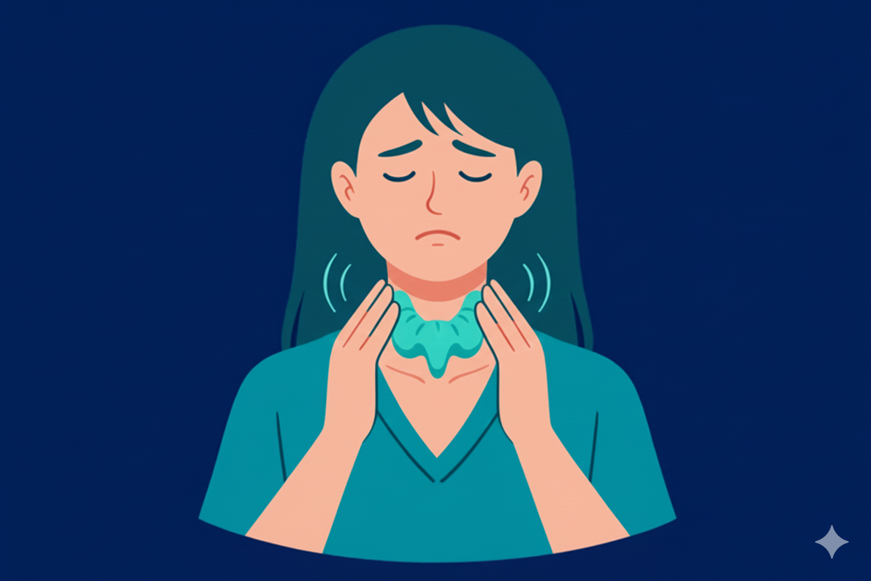 Visible swelling in the neck